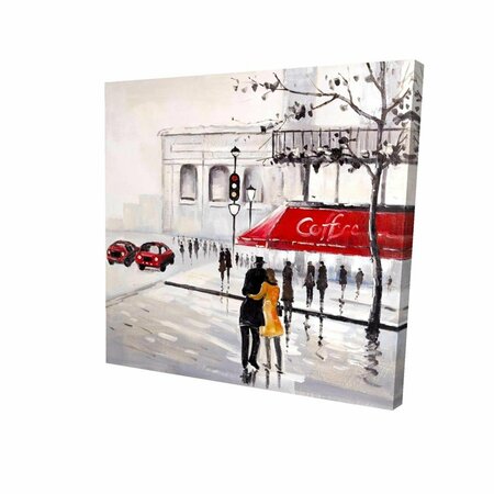 FONDO 16 x 16 in. Couple Walking Near A Coffee Shop-Print on Canvas FO3334786